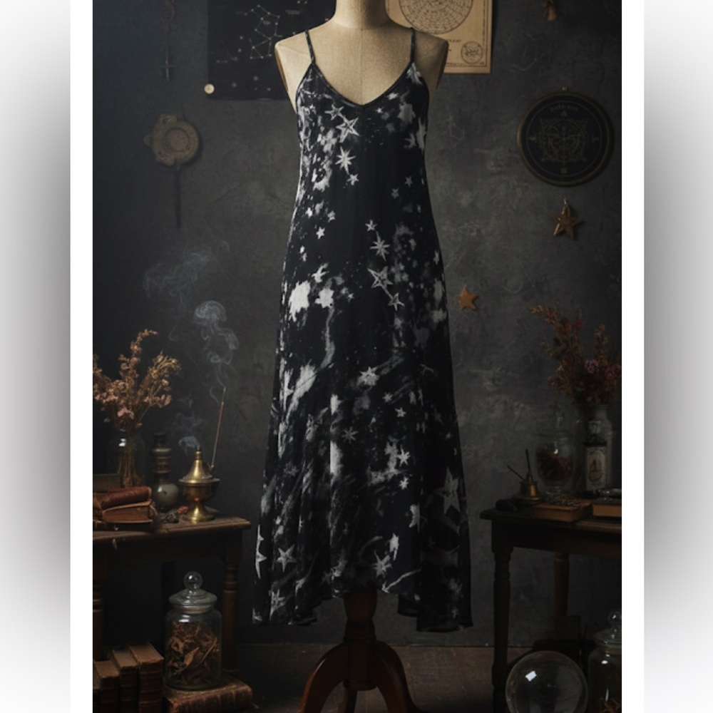 RELIGION Revolution Star Print Festival Maxi Dress NWT XXS Whimsigoth Witch